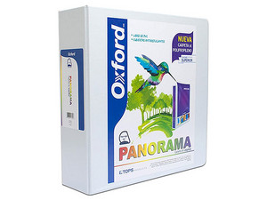 Carpeta de vinil Oxford Panorama, Ecológica, Arillo en D, 3 Pulgadas, Color Blanco. 
