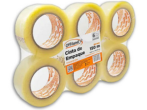 Cinta Adhesiva de Empaque Offiland, Transparente, 48 mm x 150 m, Blister 6 Pzas.