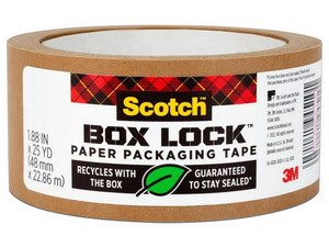 Cinta de Empaque 3M Box Lock de Papel de 0.48 x 22.8m. Color Café.