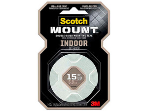 Cinta Doble Cara Scotch Mount 3M, para Interiores, 25.4mm x 1.39m.