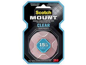 Cinta de Montaje Doble Cara Scotch-Mount, Transparente, 25.4 mm x 1.52 m.