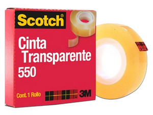 Cinta Adhesiva Scotch transparente 550 de 24mm x 66m, 1 Rollo.
