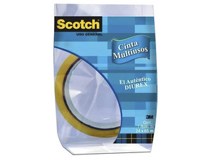 Cinta Scoth 3M Economica de 24mm x 65m, 1 Pieza.