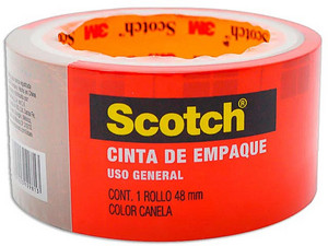 Cinta de Empaque 3M Scotch 301T, 48 mm x100 m, Color Canela.