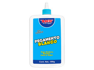 Pegamento Blanco Baco de 500 gramos es un adhesivo versátil y confiable, ideal para aplicaciones escolares y de oficina. 