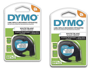 Cinta Dymo LetraTag, Papel, Color Negro/Blanco, Blister con 2 Piezas.