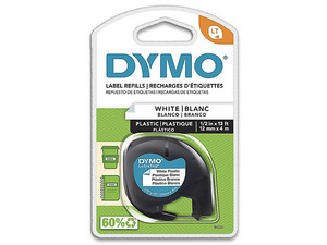 Cinta Dymo LetraTag M91331, Plástico BCA, 1/2", 1 Pieza.
