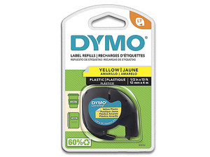 Cinta Dymo LetraTag Hiper Amarillo, Plastificada.