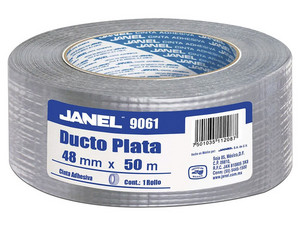Cinta Adhesiva para ductos Janel, color plata, 48mm x 50m, 1 Pieza.