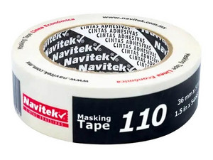 Cinta Masking, Navitek, Modelo 110, 36 mm x 50 m, Natural, Uso General.