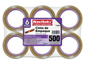 Cinta de Empaque Transparente Navitek Uso 500 de 48 mm x 50 m, empaque con 6 piezas.