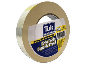 Cinta Adhesiva de Papel Tuk de Doble Capa, 24mm x 33m, Color Beige.