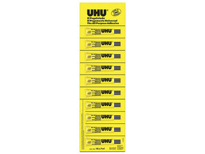 Pegamento Universal UHU 9U 64, 7ml, Tira con 10 Piezas. Color Transparente.