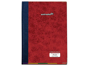 Libro de Contabilidad Estrella Floquete F/F Actas con 96 Hojas, Encuadernación Rústica. Color Rojo.