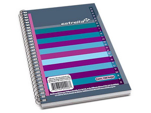 Libreta Estrella 1/8 Espiral Raya con Índice 100 Hojas (Modelo: 0206) es una opción ideal para quienes buscan un cuaderno compacto y funcional para tomar notas