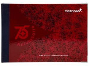 Libro Estrella Florete Italiana Raya (Modelo 124): 192 hojas rayadas, papel bond de 60 g, encuadernación cosida con pastas laminadas y lomo con cinta Piroflex azul. Ideal para contabilidad y registros detallados.