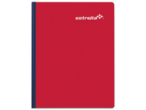 Cuaderno Estrella de 100 Hojas, Tipo Italiano, Engrapado, Color Rojo.