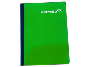 Cuaderno Estrella de Cuadro Chico, Forma Francesa, Cocido, 100 Hojas, Color Verde.