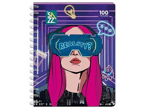 Cuaderno Profesional SAZZ 93775 Doble Aro, Raya, 100 hojas. Diseños Surtidos.