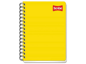 Cuaderno Scribe, Forma Francesa Clásica, Cuadro Grande de 7 mm, 100 Hojas, Encuadernación en Espiral. Color Amarillo.