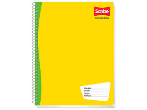 Cuaderno Profesional Scribe Escolar C5, Espiral Doble, Formato Cuadro chico, 200 hojas.