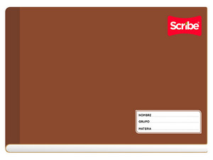 Cuaderno Italiano Cosido Scribe Clásico Doble Raya 100 Hojas (Modelo 4524) mide aproximadamente 20.7 x 15.5 cm y contiene 100 hojas de papel bond rayado con líneas dobles, ideales para escritura y aprendizaje.