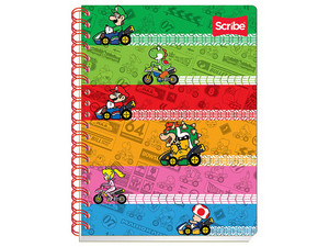 Cuaderno Profesional Scribe Edición Mario Bros, Espiral Doble, Formato Doble Raya, 100 hojas.