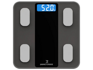 Báscula Inteligente PERFECT CHOICE Fit Rechargeable Smart, Recargable por USB, Medición de Peso Corporal y Grasa.