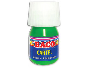 Pintura Baco para Cartel 20 ml Color Verde Amarillento, caja con 10 piezas, secado rápido y alta cobertura.