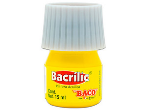 Pintura acrílica BACO Bacrílic, 10 pzas, 15ml, Color Amarillo Limón.