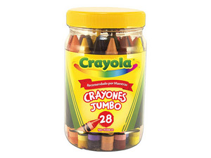 Crayones Jumbo Crayola, Colores Varios, Bote con tapa de 28 Piezas.