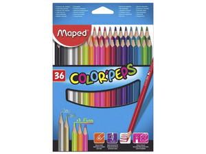 Paquete de colores Maped, con 36 piezas.
