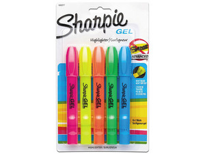 Marcador de Texto Sharpie 1803277 de Gel Blistercon, Paquete de 5 Piezas. Color Surtidos.