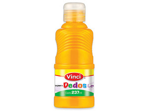 Pintura para Dedos Lavable Vinci en color amarillo viene en presentación de 237 ml, ideal para actividades infantiles y proyectos artísticos.