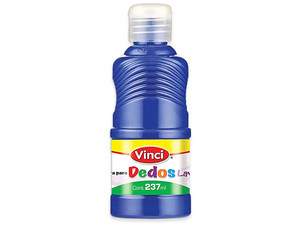 Pintura para Dedos Lavable Vinci en color azul viene en presentación de 237 ml, ideal para actividades infantiles y artísticas.