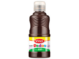 Pintura para Dedos Lavable Vinci en color café viene en presentación de 237 ml, ideal para actividades infantiles y artísticas.