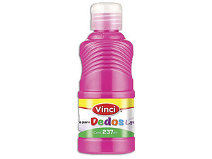 Pintura para Dedos Lavable Vinci en color magenta viene en presentación de 237 ml, ideal para actividades infantiles y artísticas.