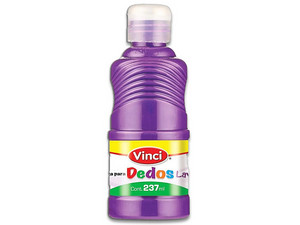 Pintura para Dedos Lavable Vinci en color violeta viene en presentación de 237 ml, ideal para actividades infantiles y proyectos artísticos.