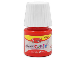 Pintura Vinci Cartel en color geranio (58) viene en presentación de 20 ml, ideal para proyectos artísticos y manualidades.