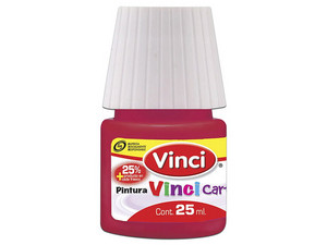 Pintura Cartel Vinci en color rojo carmesí (56) viene en presentación de 25 ml y caja con 10 piezas, ideal para arte y manualidades.