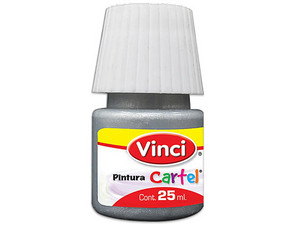 Pintura Vinci Cartel en color plata (70) viene en presentación de 20 ml, ideal para proyectos artísticos y manualidades.