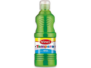 Pintura Témpera Vinci en color verde fluorescente viene en presentación de 473 ml, ideal para proyectos artísticos y manualidades.