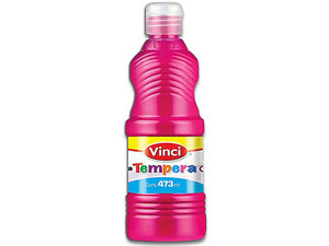 Pintura Témpera Vinci en color rosa fluorescente viene en presentación de 473 ml, ideal para proyectos artísticos y manualidades.