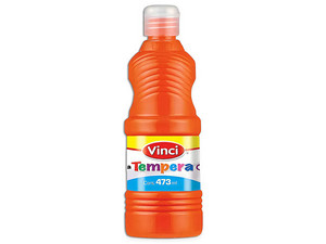 Pintura Témpera Vinci en color naranja fluorescente viene en presentación de 473 ml, ideal para proyectos artísticos y manualidades.