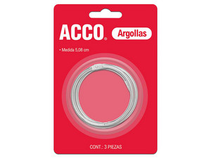 Argollas Acco 2", Blister C/3, Acero Resistente con Niquelado, Cierre Seguro.