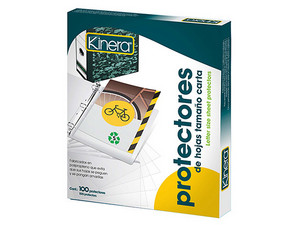 Protector de Hojas Kinera, Tamaño Carta, Transparentes, Caja con 100 Piezas.