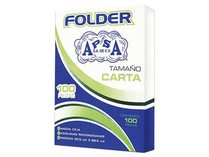 Folder APSA L14FC de Tamaño Carta, Color Canario, Paquete con 100 piezas.