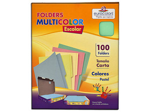 Folder Mapasa, Tamaño Carta, Multicolor, Paquete con 100 Piezas, Color Verde Pastel.
