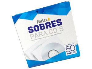 Sobre Para CD Fortec SCD-01, 50 Piezas, Color Blanco.