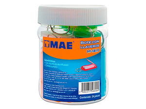 Bote Mae con 24 Llaveros, Colores Surtidos.
